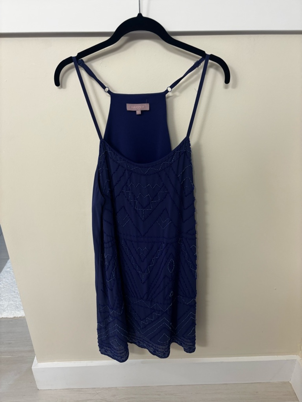 Harper Navy Beaded Midi Dress